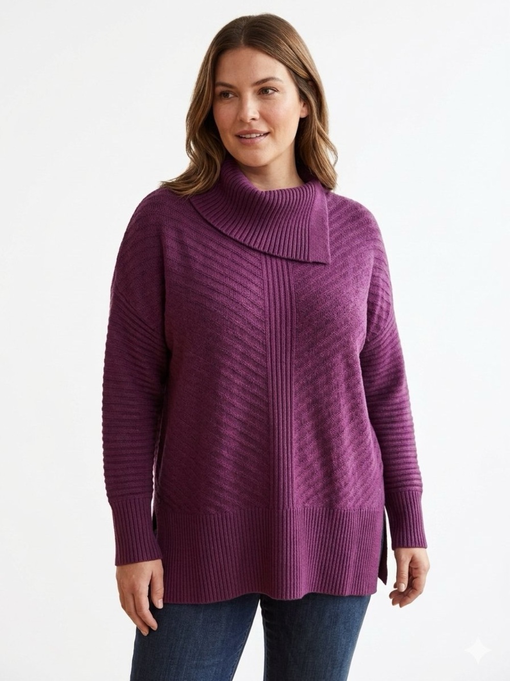 Plum Ribbed Sweater with  Envelope-Neck by Style & Co. NWT